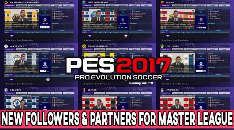 PES 2017 NEW FOLLOWERS & PARTNERS FOR MASTER LEAGUE