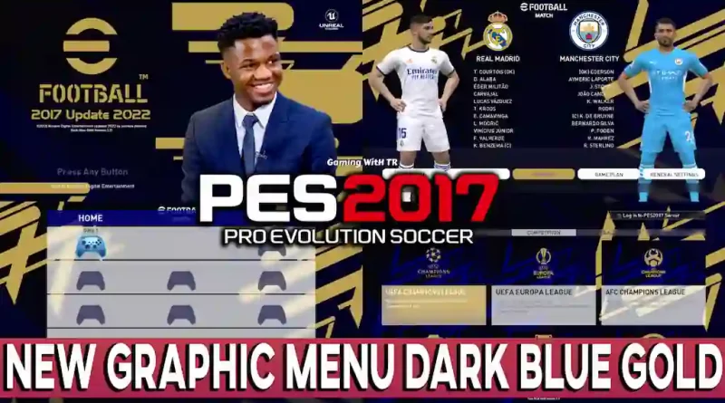 PES 2017 NEW GRAPHIC MENU DARK BLUE GOLD